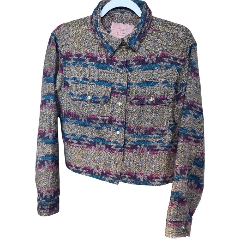 BBJ Los Angeles Aztec Southwestern Jacket Women’s Medium Cropped Button Front
